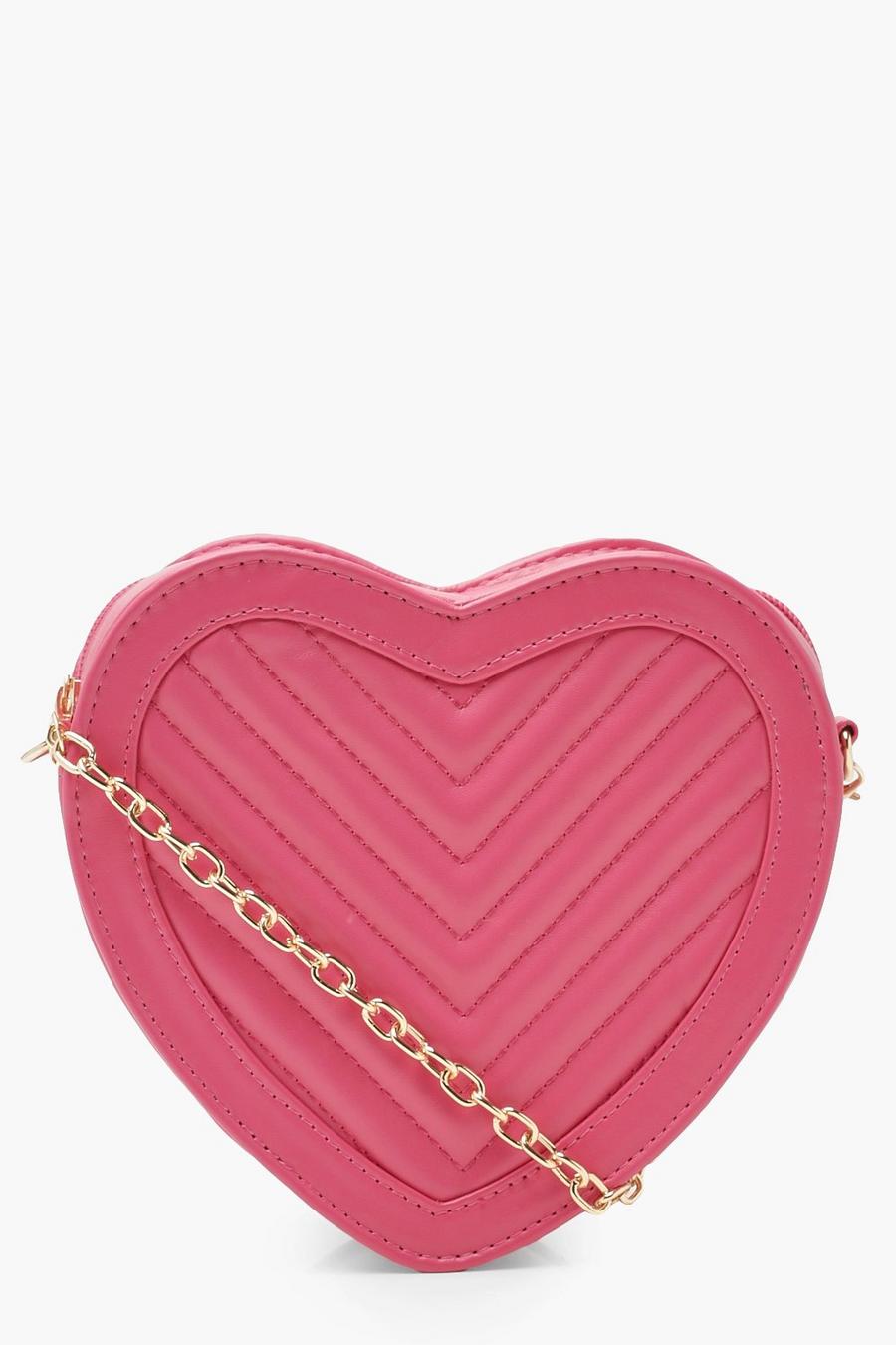 Borsa a tracolla trapuntata a cuore, Pink image number 1