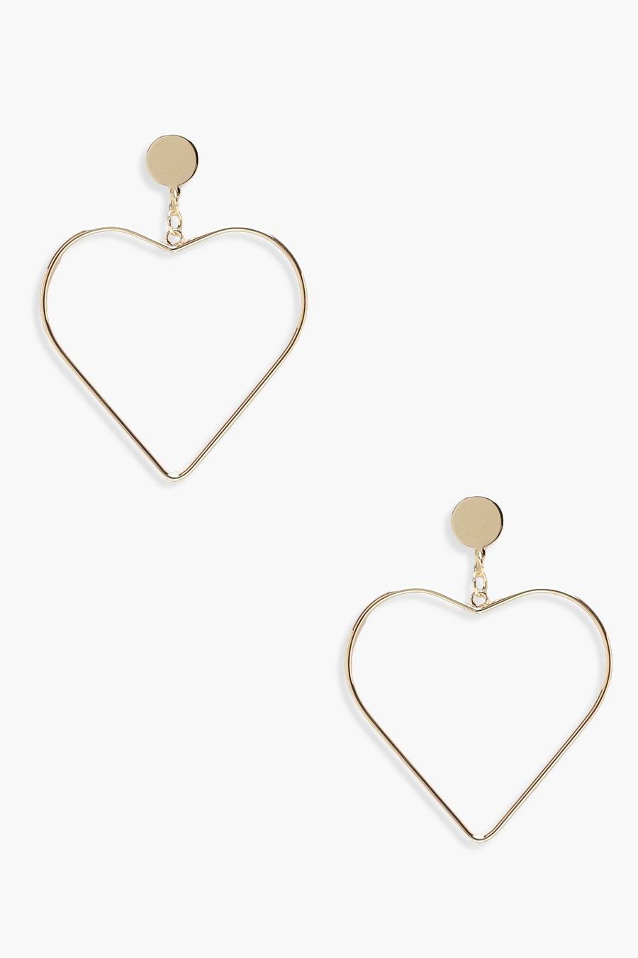 Gold metallic Heart Shaped Earrings image number 1