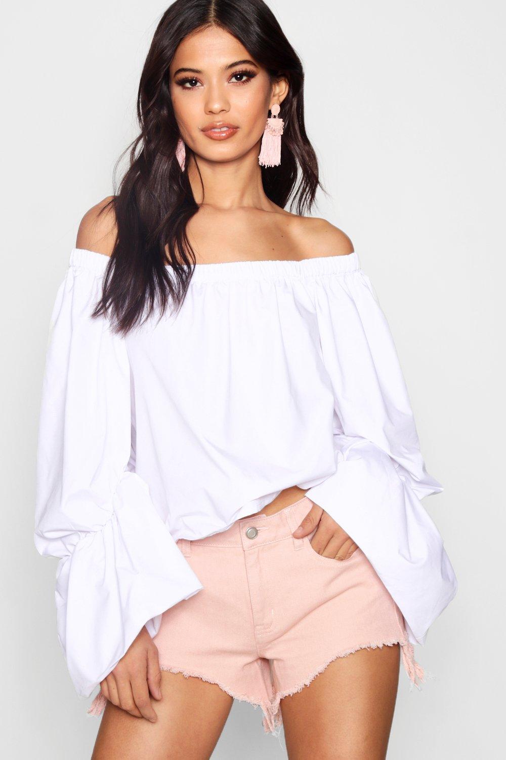 white ruffle blouse boohoo