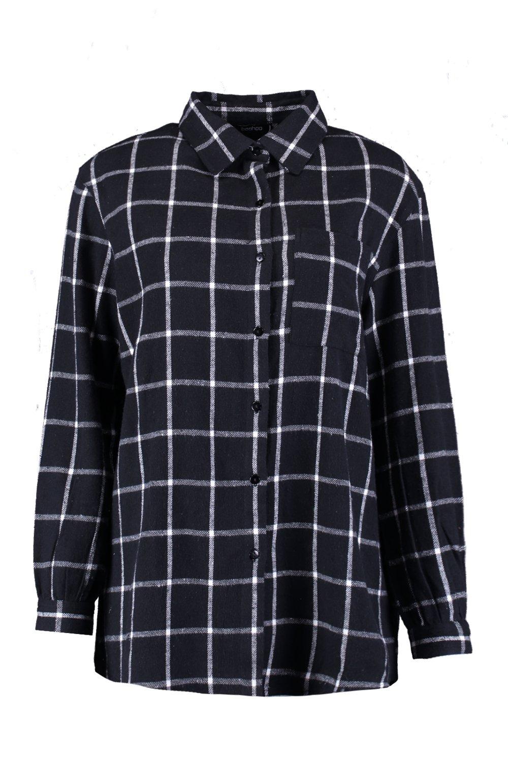 plus size black and white checkered shirt