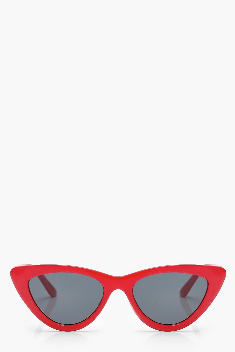 Gafas de sol de ojos de gato muy delgados, Rojo image number 1
