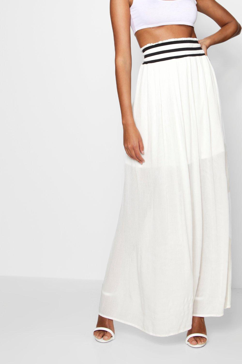 shirred waist maxi skirt