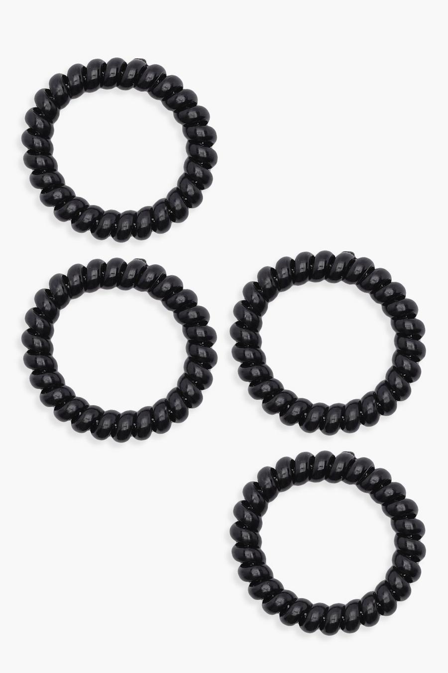 Black Coil Elastische Haarbanden (4 Stuks) image number 1
