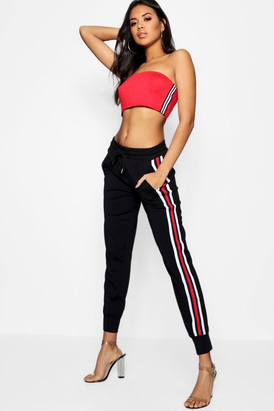 Black Sports Stripe Luxe Jogger