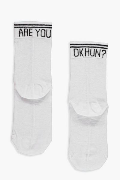 boohoo  Are You Ok Hun? Slogan Ankle Socks