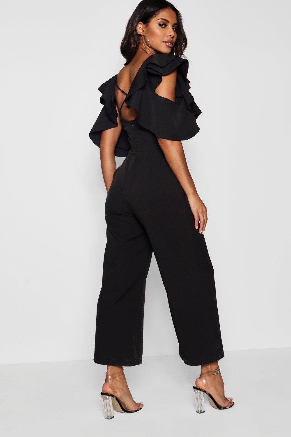 boohoo ruffle jumpsuit