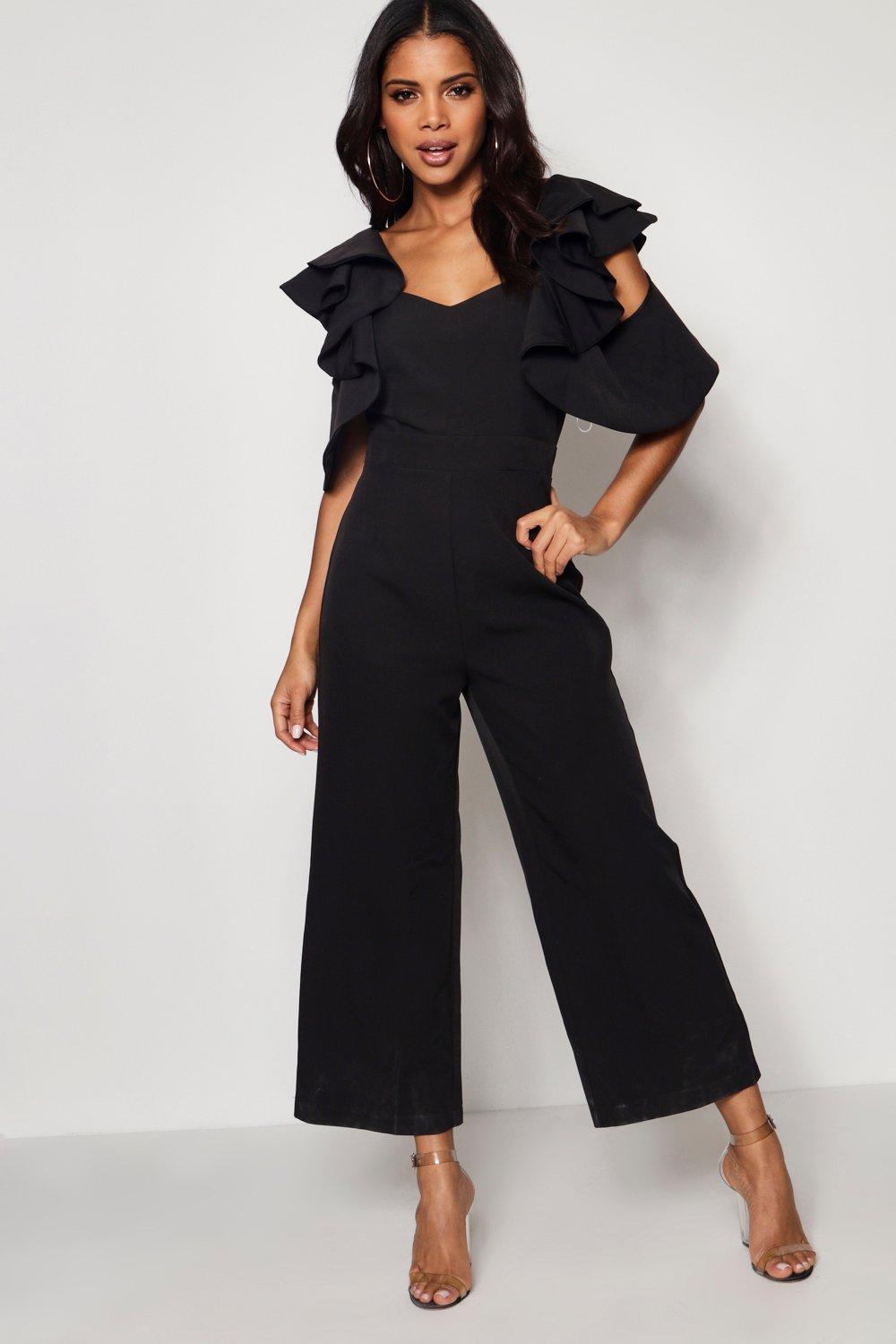 boohoo ruffle jumpsuit