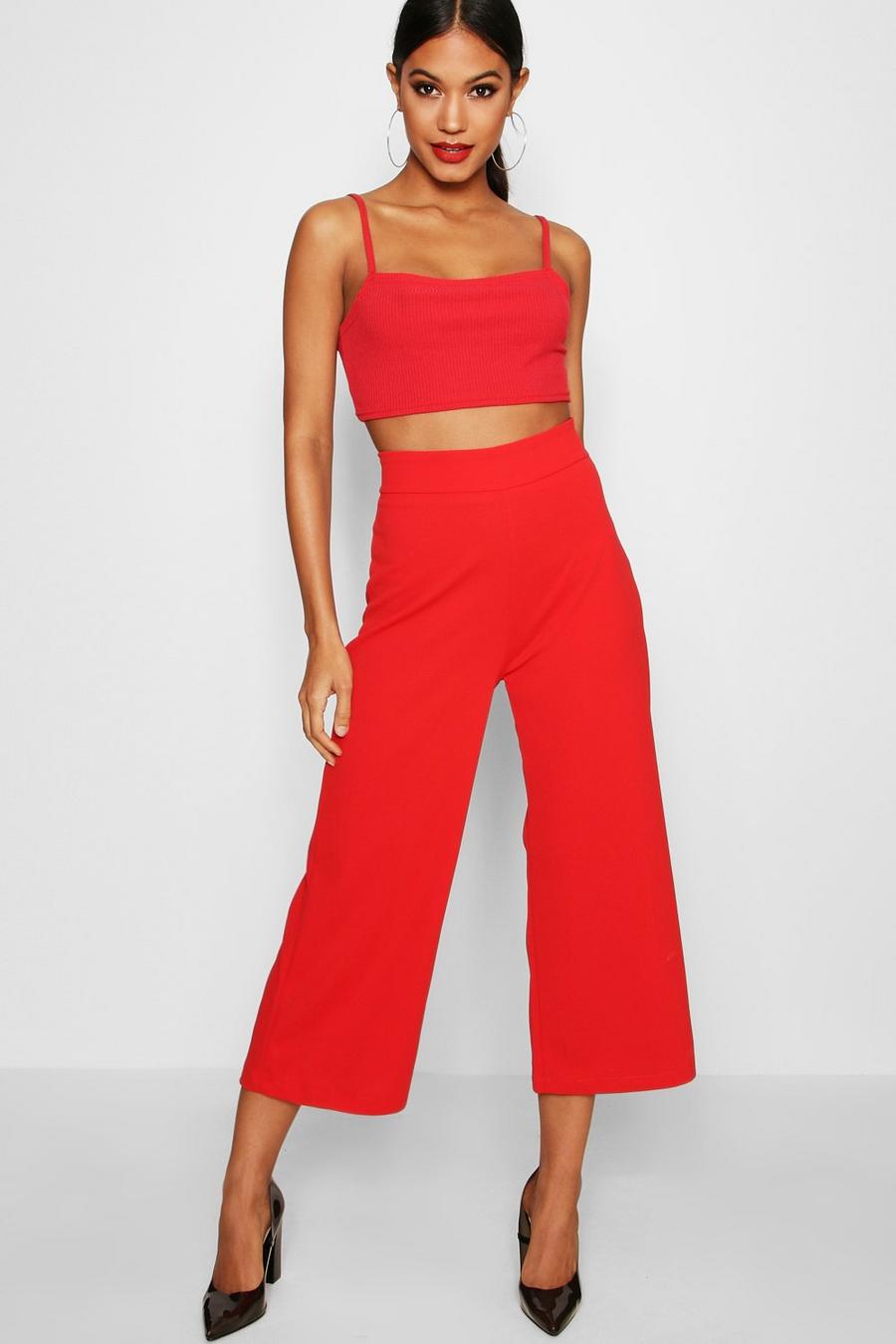 Wide Leg Culottes, Red image number 1