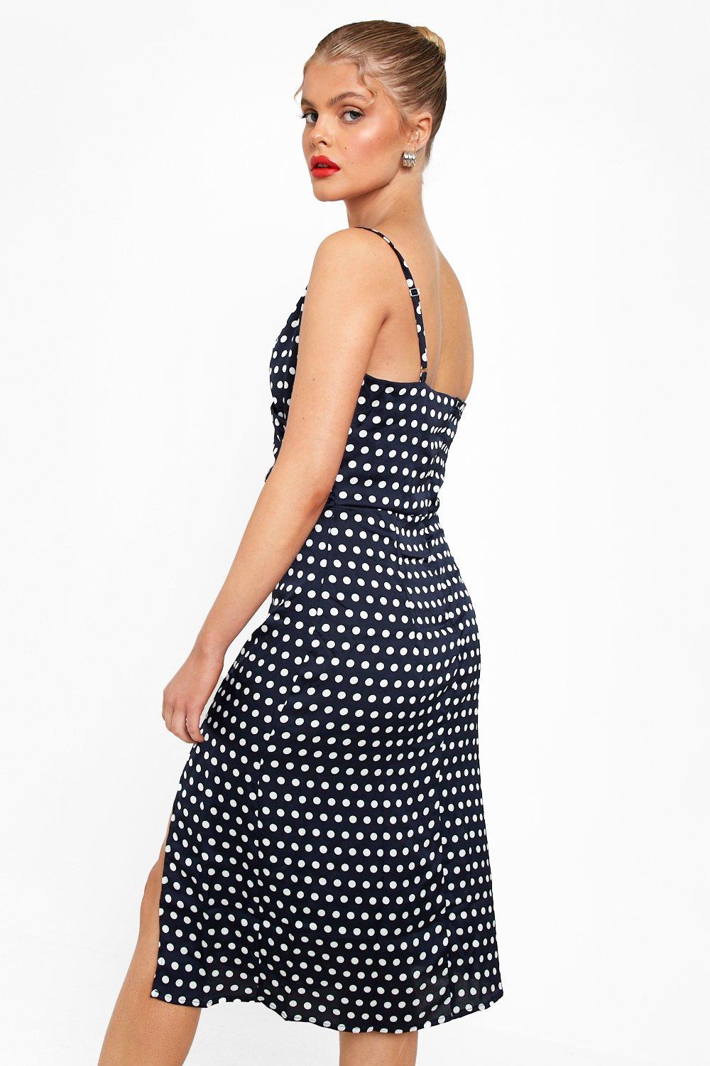 Zara polka dot hot sale cowl neck dress