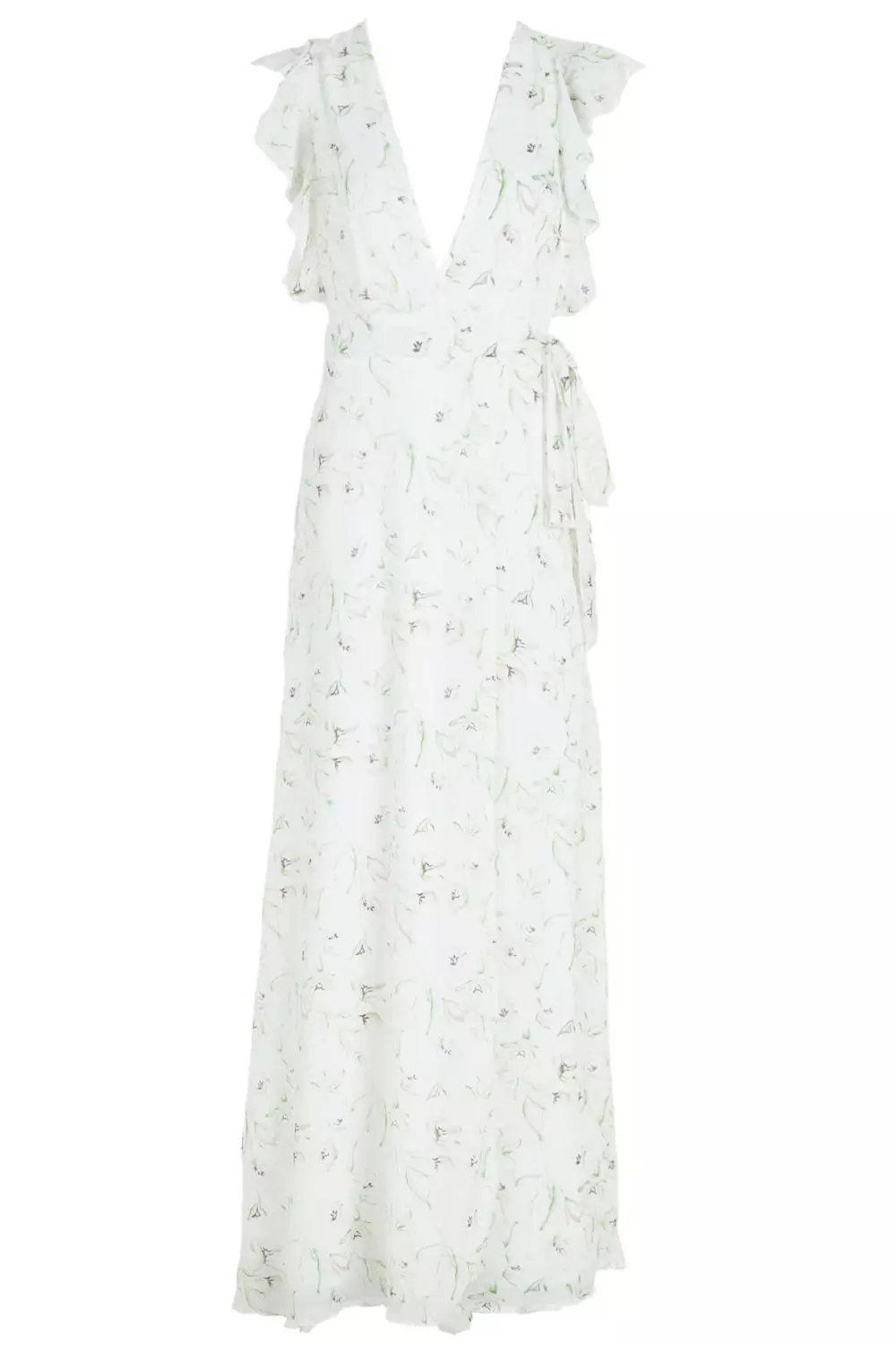 Floral frill detail on sale wrap maxi dress