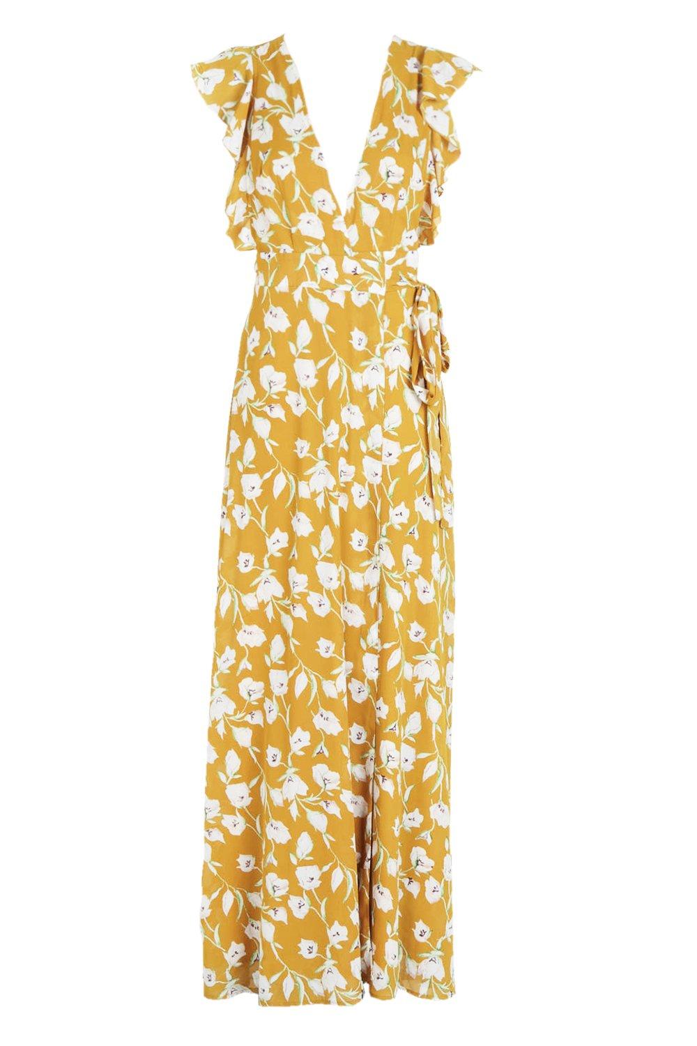 boohoo yellow wrap dress