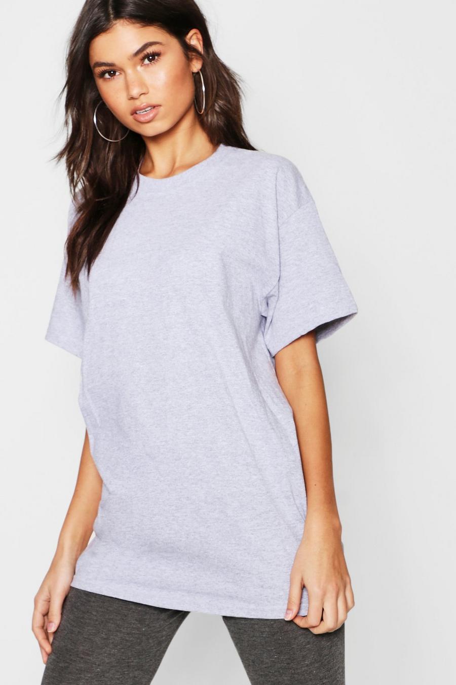 Grey marl Basic Oversized Boyfriend T-Shirt image number 1