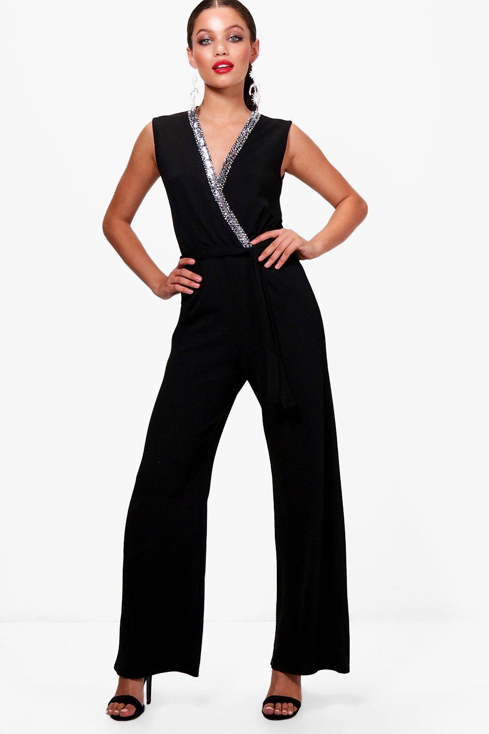 boohoo wrap front jumpsuit