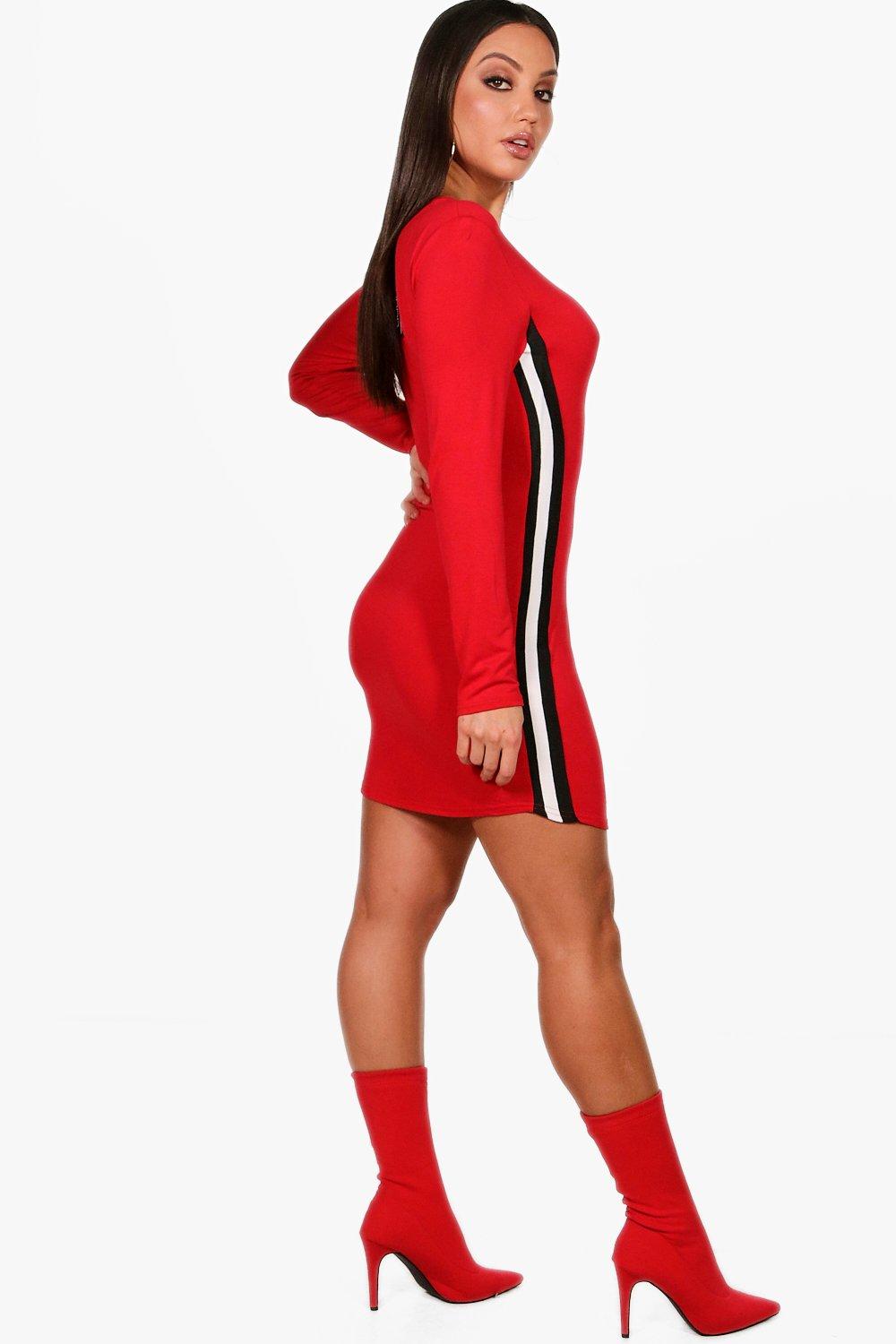 Sports stripe 2024 bodycon dress