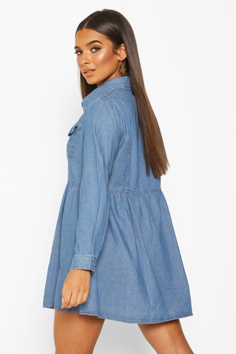 Long Sleeve Denim Shirt Dress