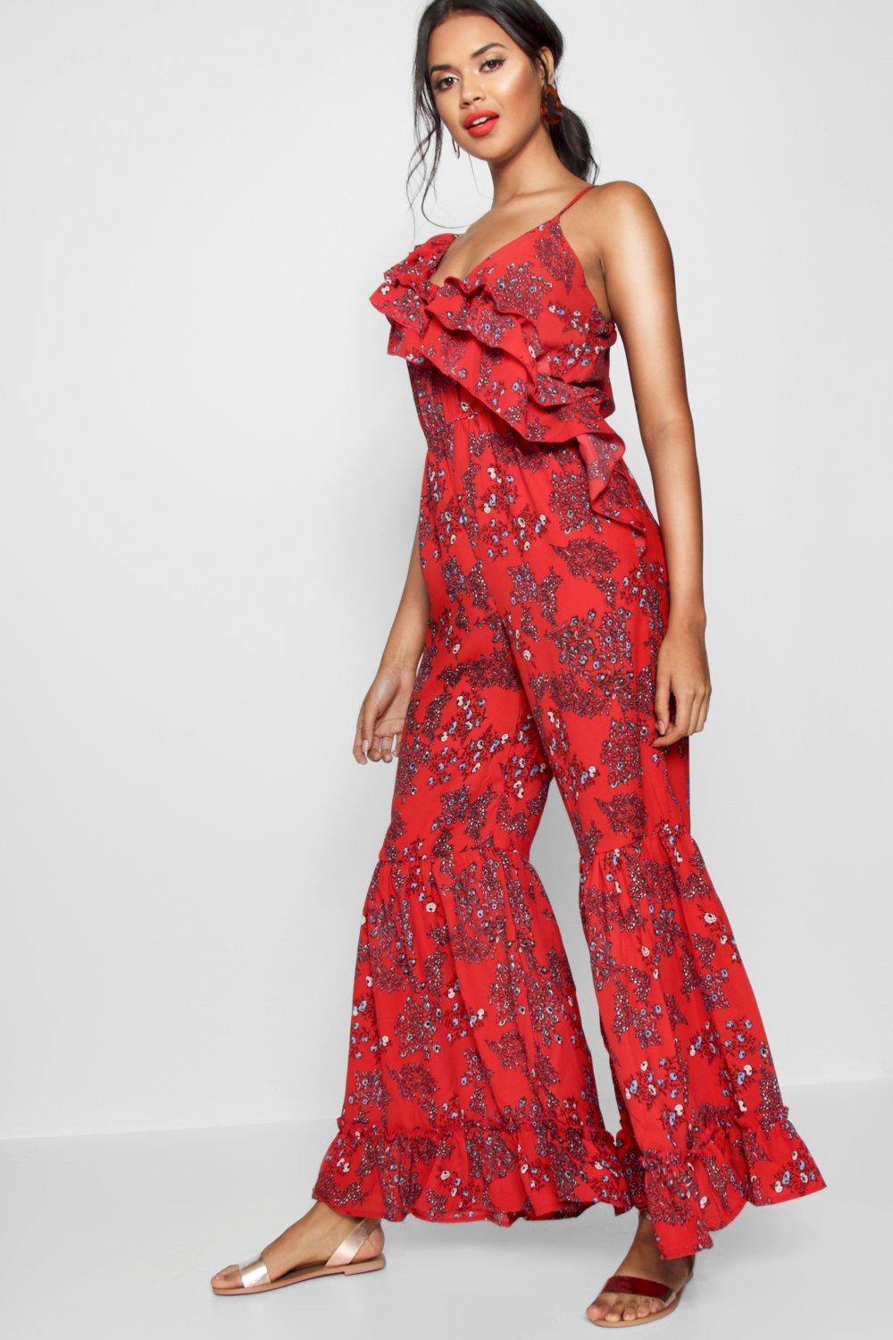ruffle one shoulder jumpsuit