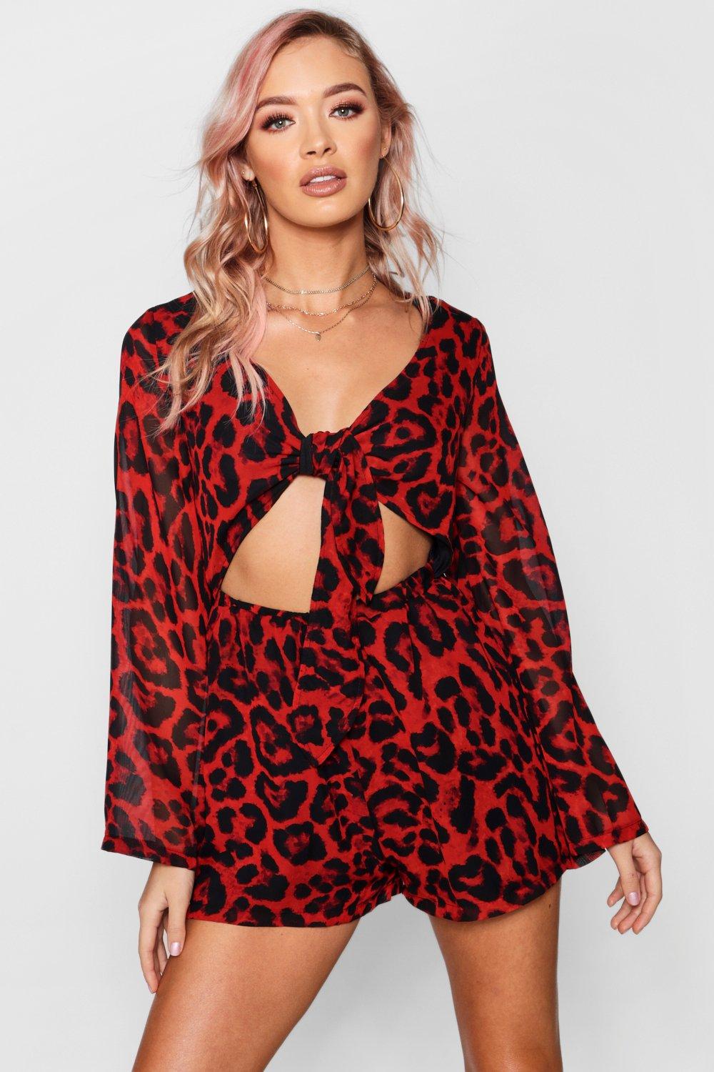 boohoo red playsuit