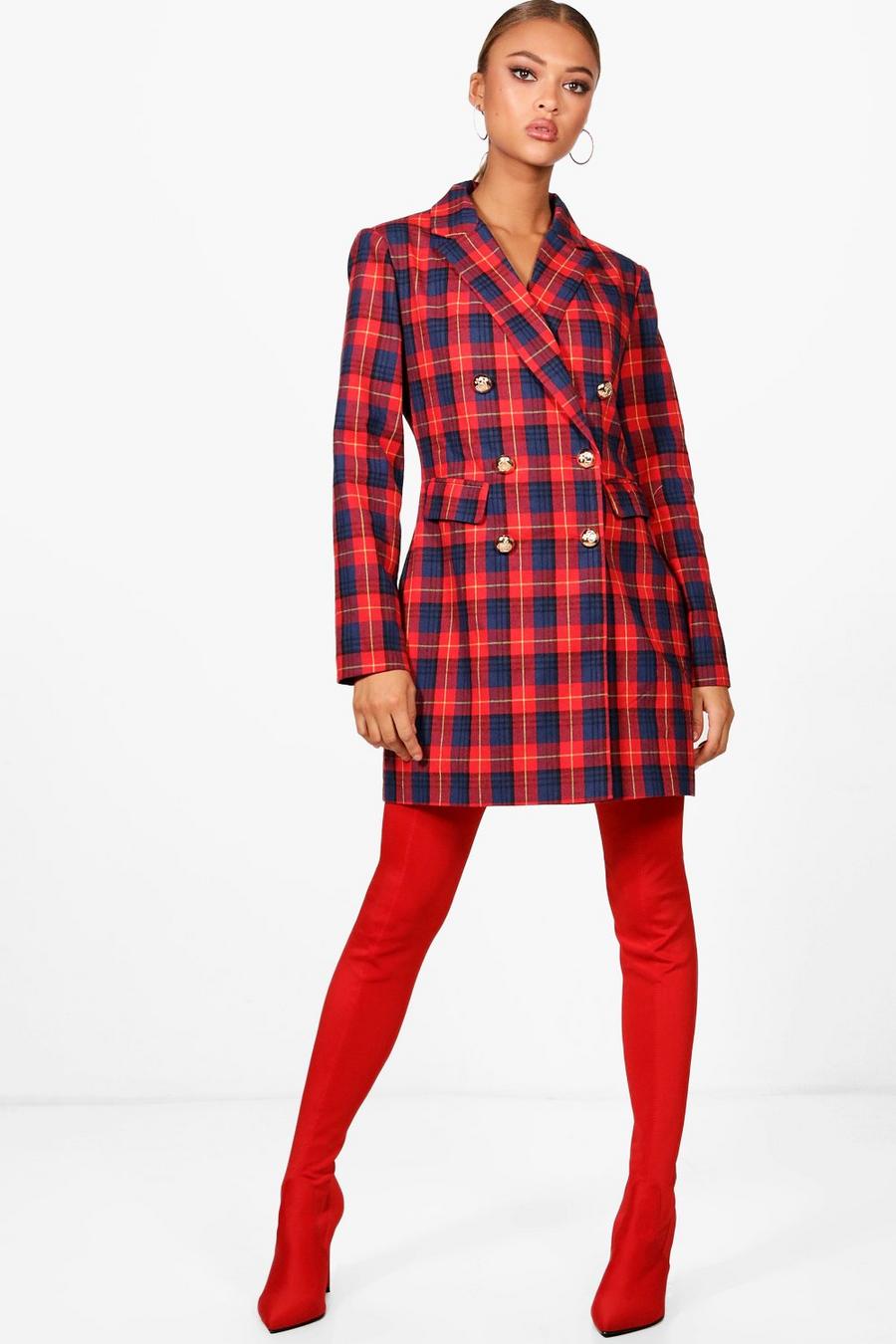 Red rosso Check Blazer Dress image number 1