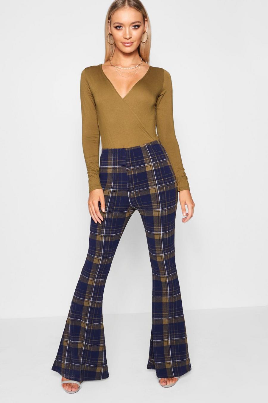 Navy Beth Plaid Check Flares image number 1