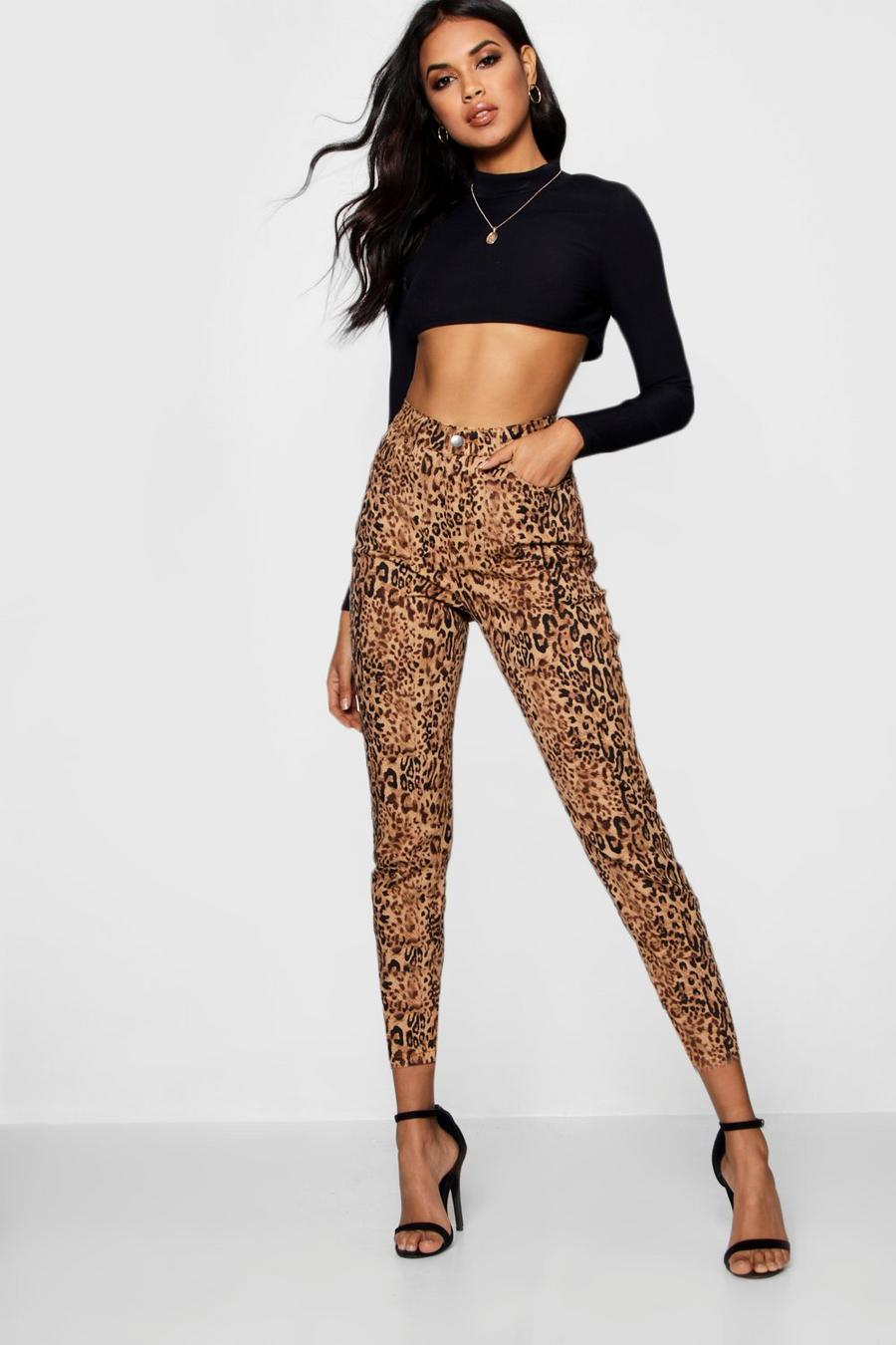 High Rise Leopard Print Straight Jeans image number 1