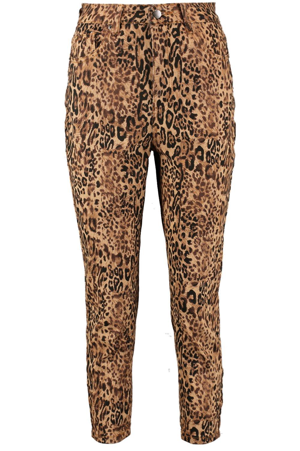 leopard print straight leg jeans