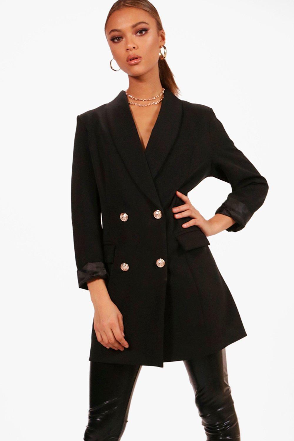 longline black blazer womens