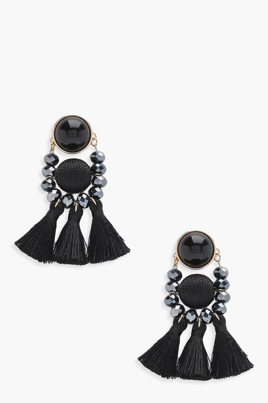 Bead and Tassel Statement Earring image number 1