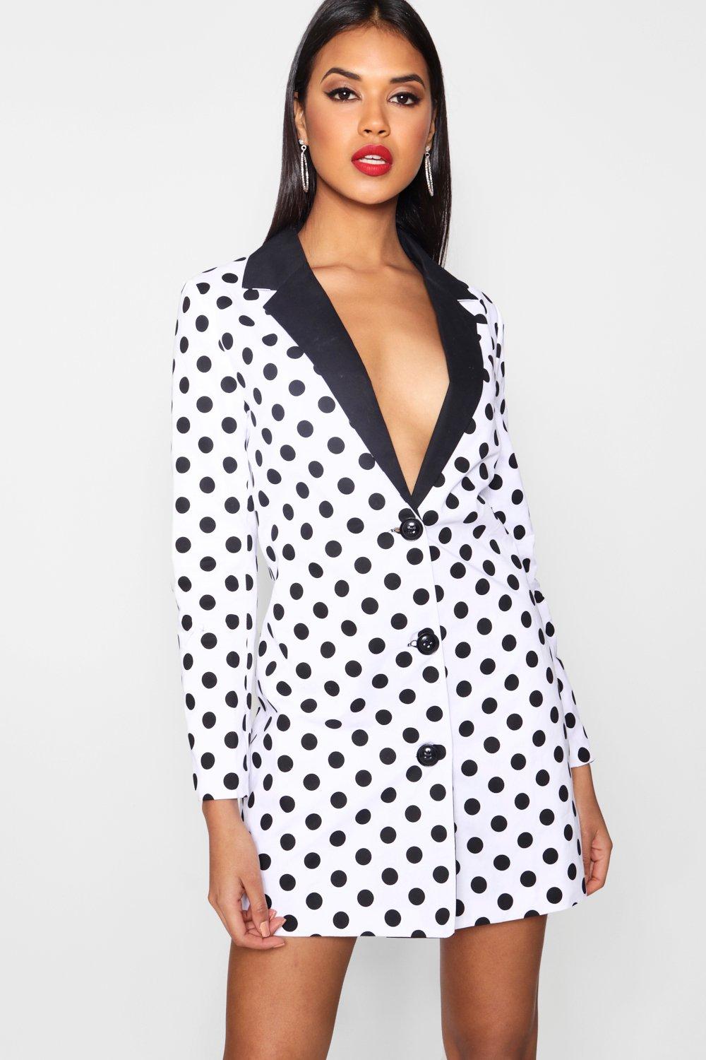 boohoo white polka dot dress