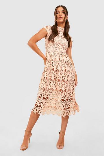 Nude Boutique Lace Midi Skater Bridesmaid Dress