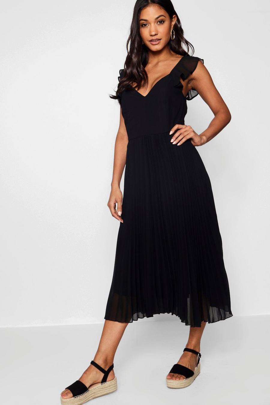 Boutique Ruffle Pleated Midi Skater Dress image number 1