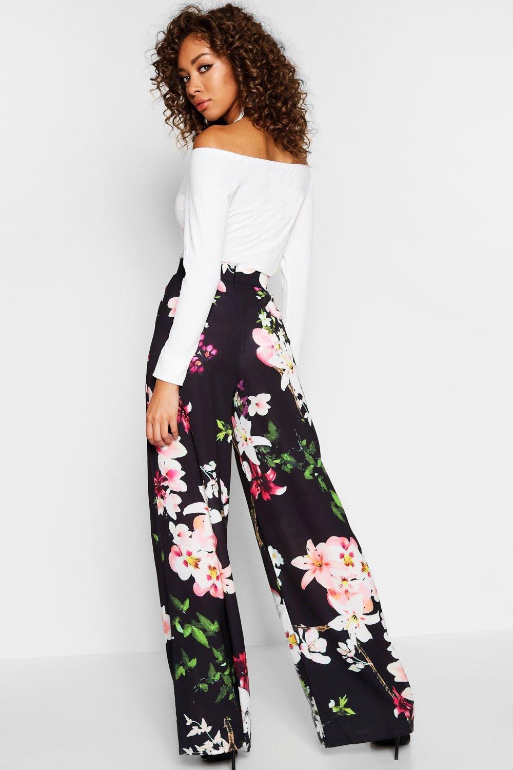 high waisted floral trousers