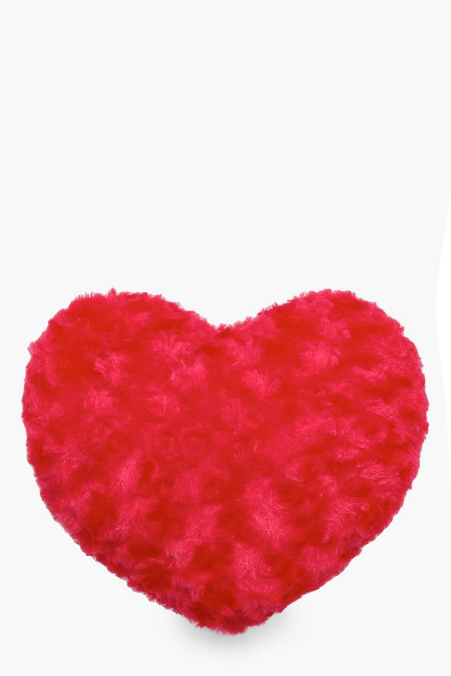 Kissen mit rotem Plüsch und Herz, Rot image number 1