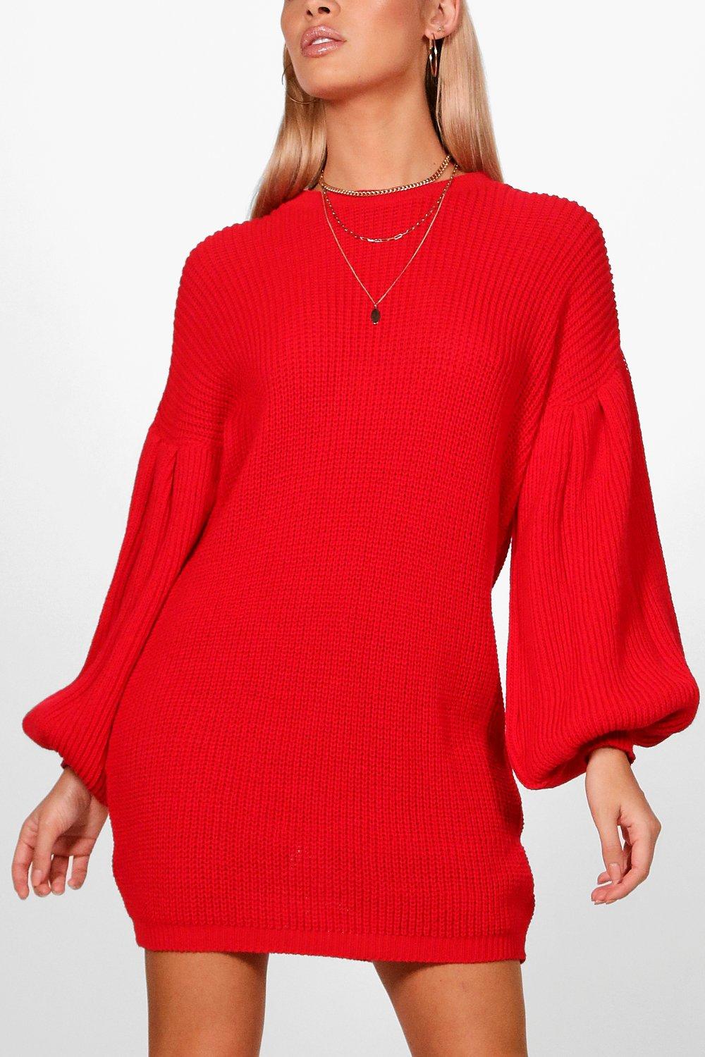 Balloon sleeve sweater dress on sale