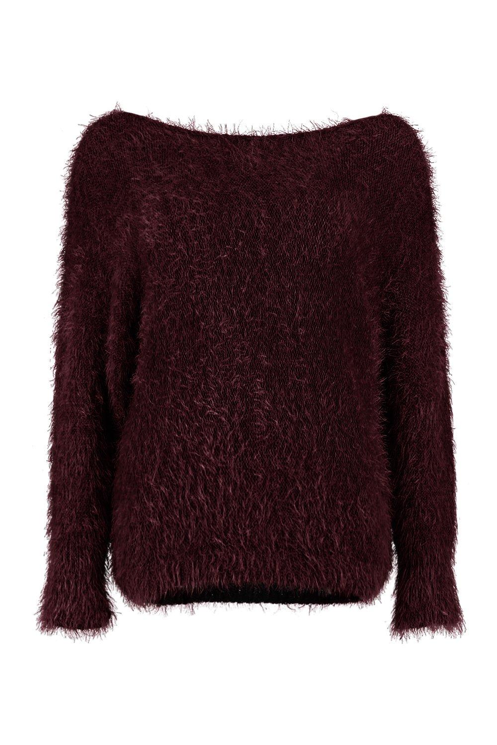 Burgundy fluffy jumper hotsell