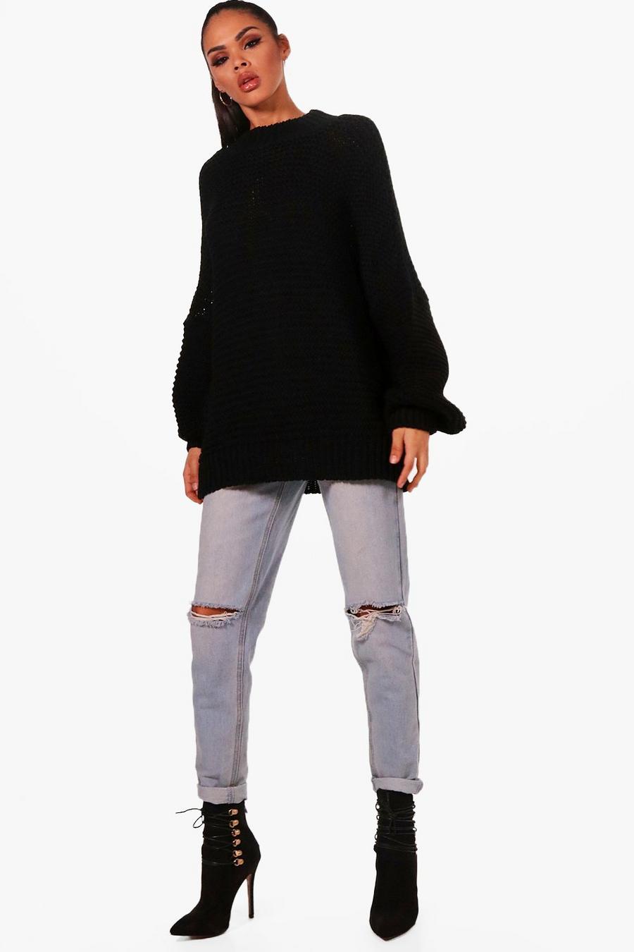 Oversized Balloon Sleeve Knitted Sweater image number 1