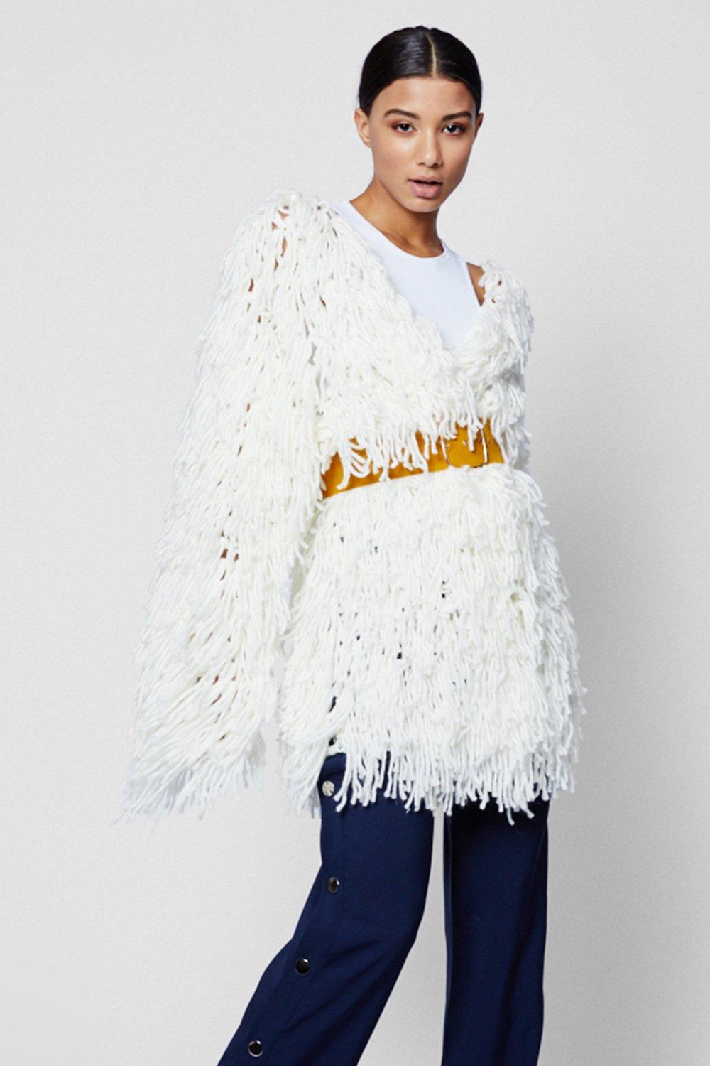 cream shaggy cardigan