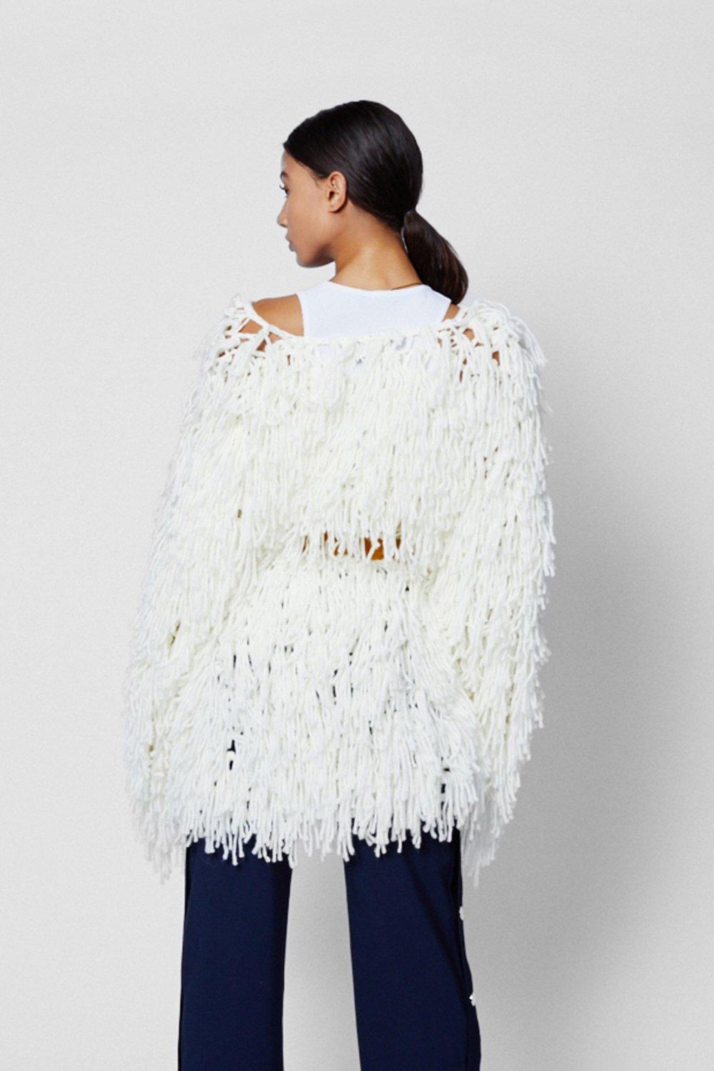 cream shaggy cardigan