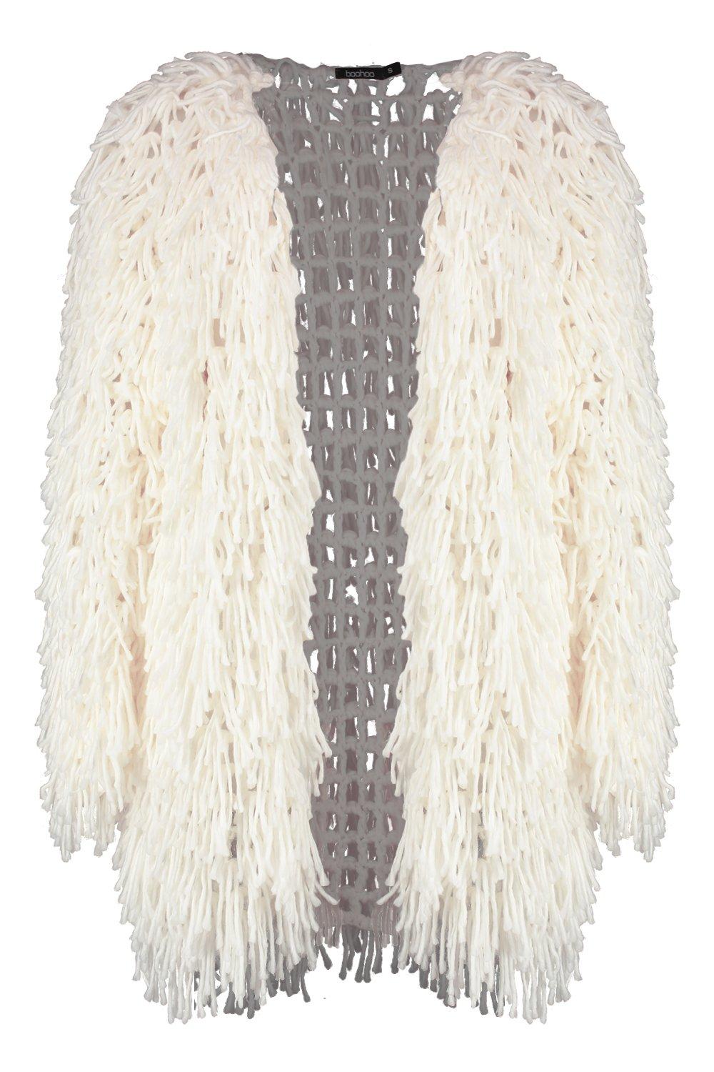 cream shaggy cardigan
