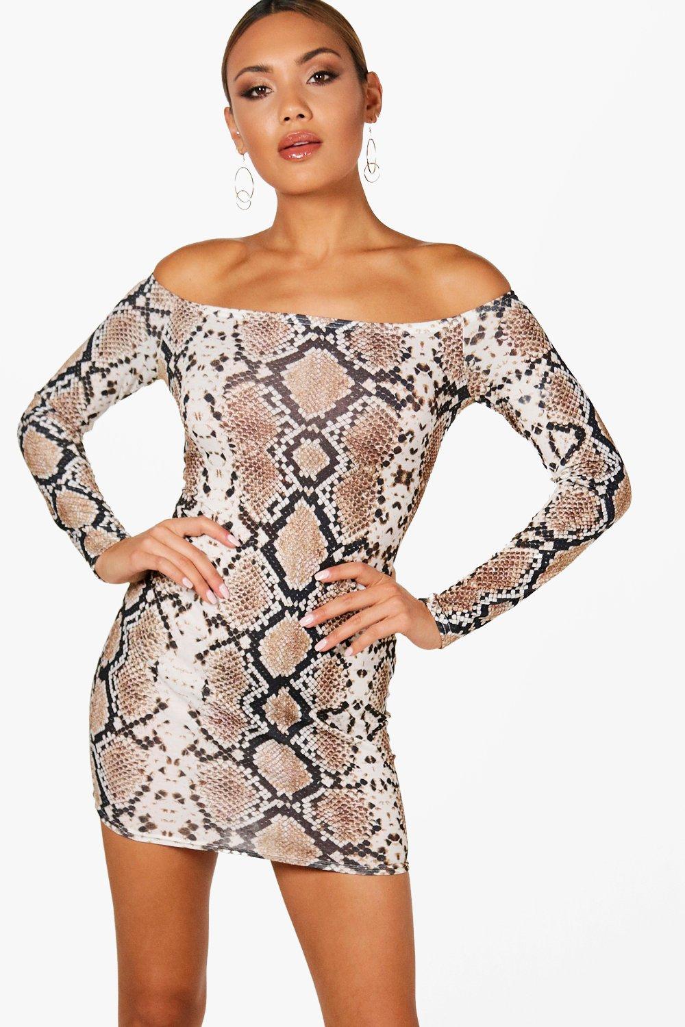 bardot snakeskin dress