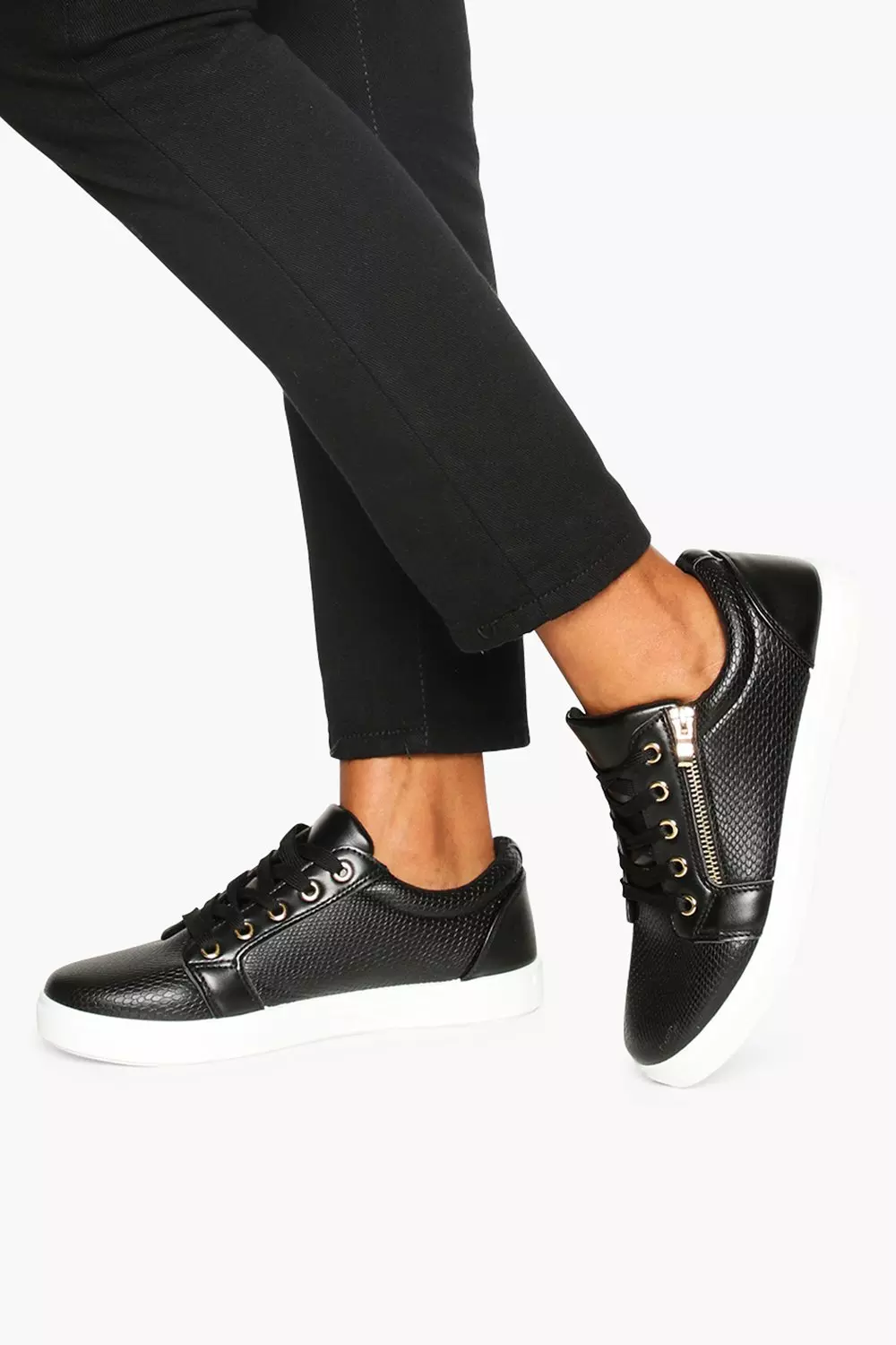 Carvela jagged hot sale trainers black