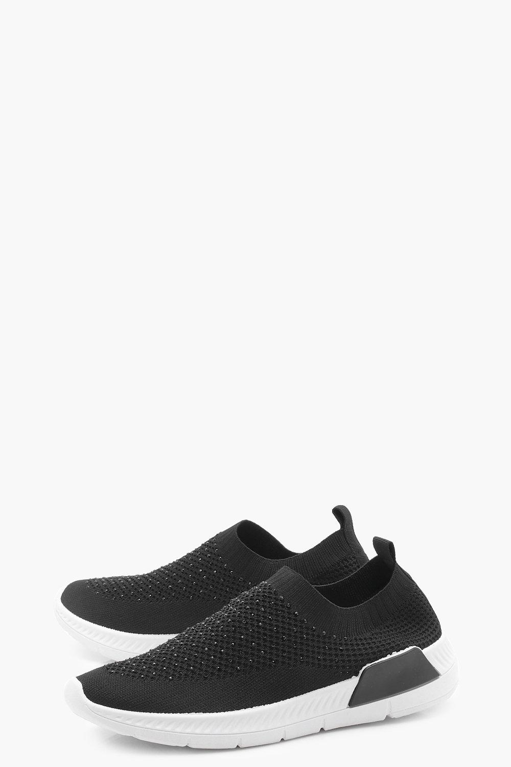 Diamante Knit Slip On Trainers