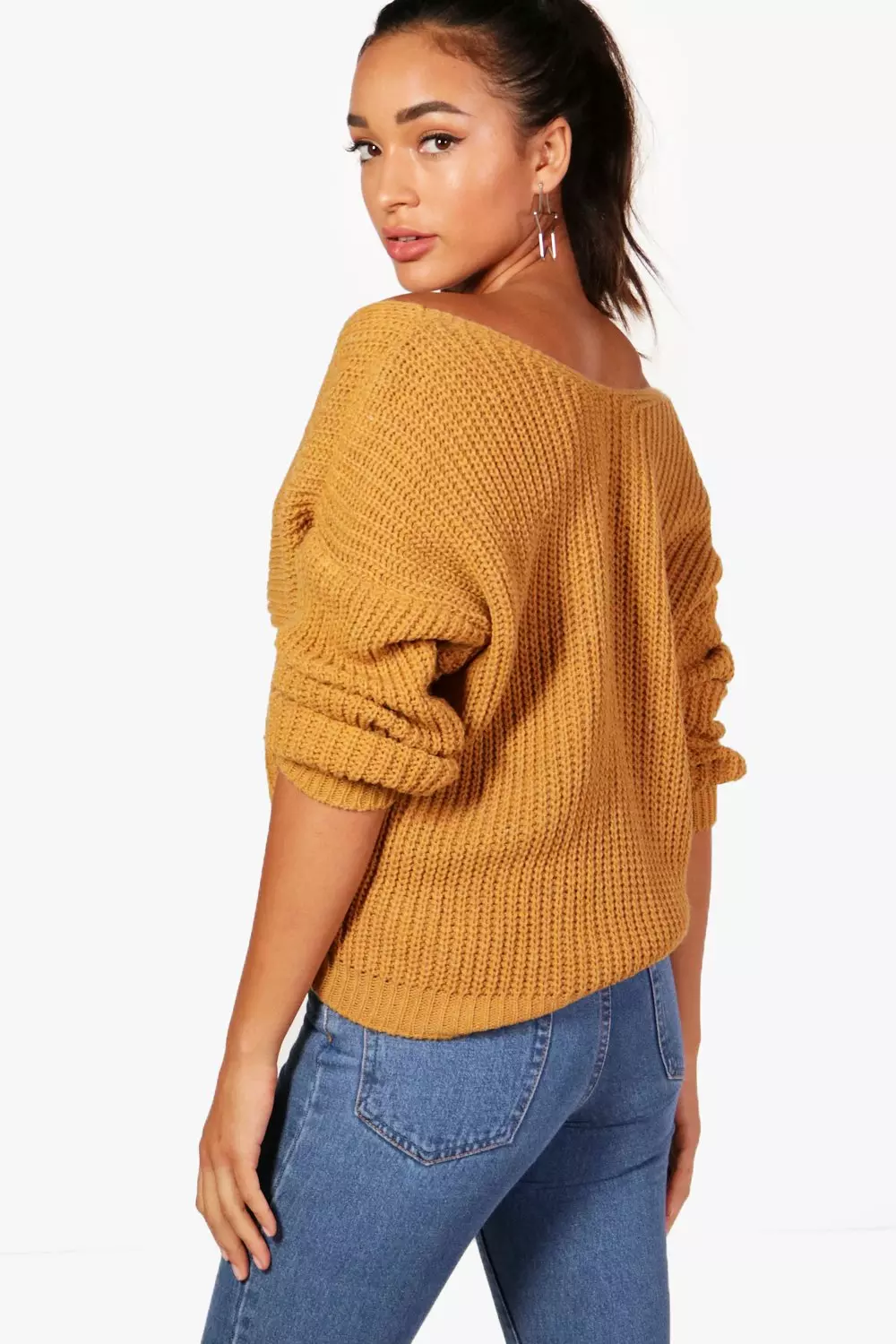 Mustard off 2025 shoulder jumper