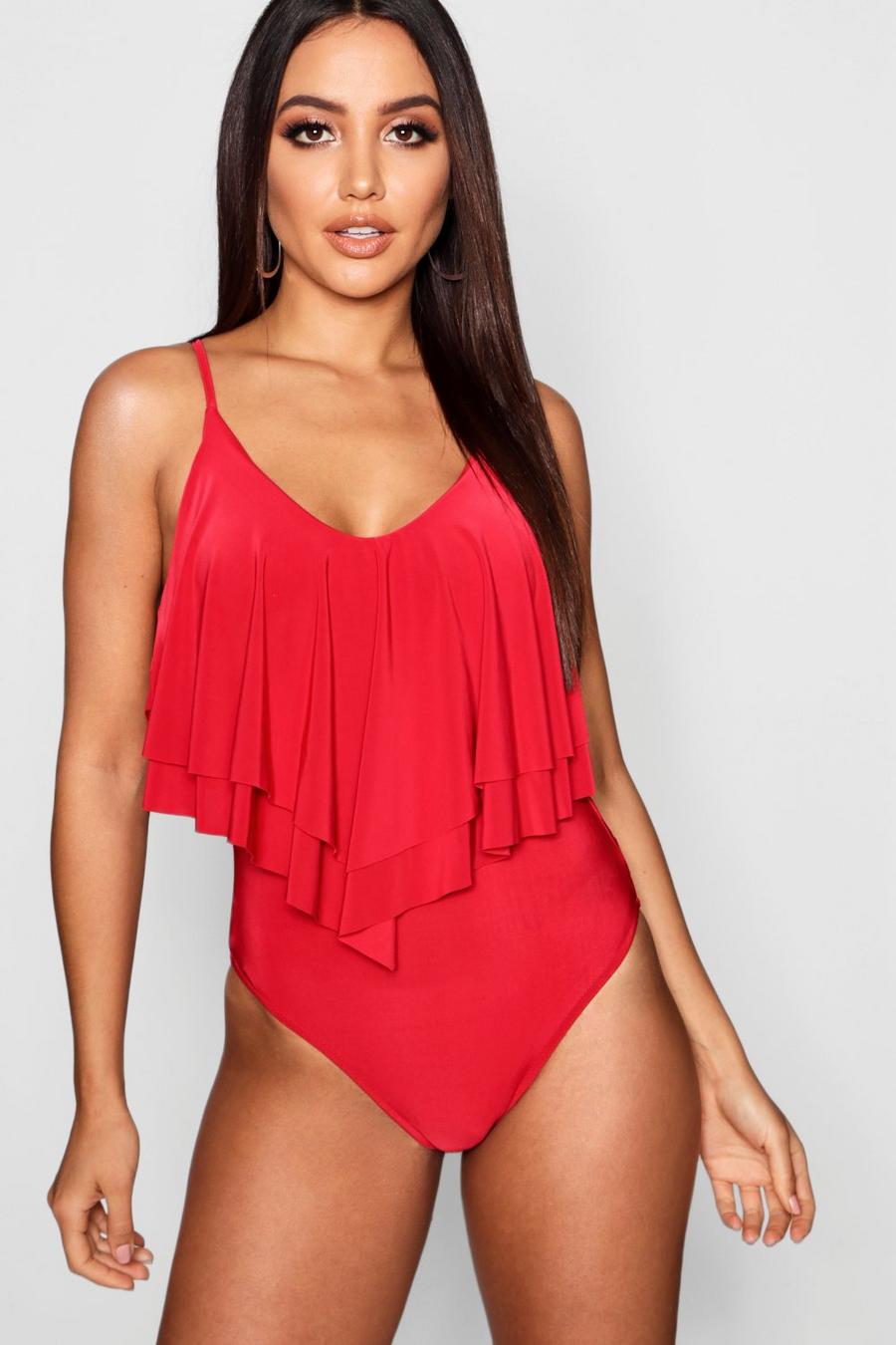 Red Double Layer Frill Bodysuit image number 1