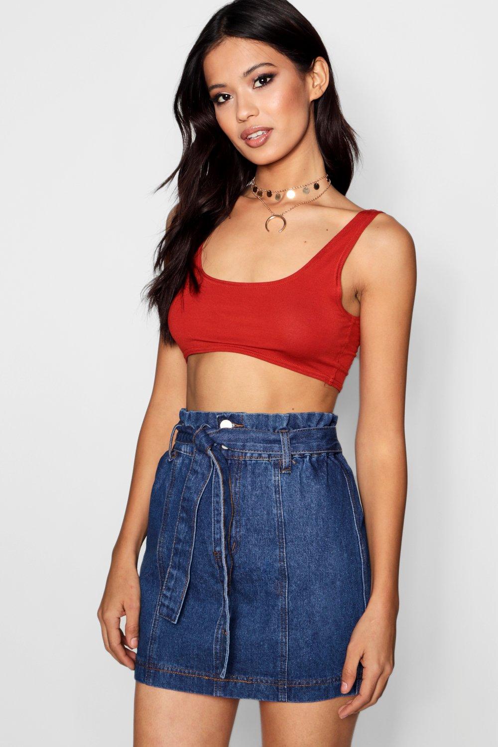 paperbag waist denim skirt