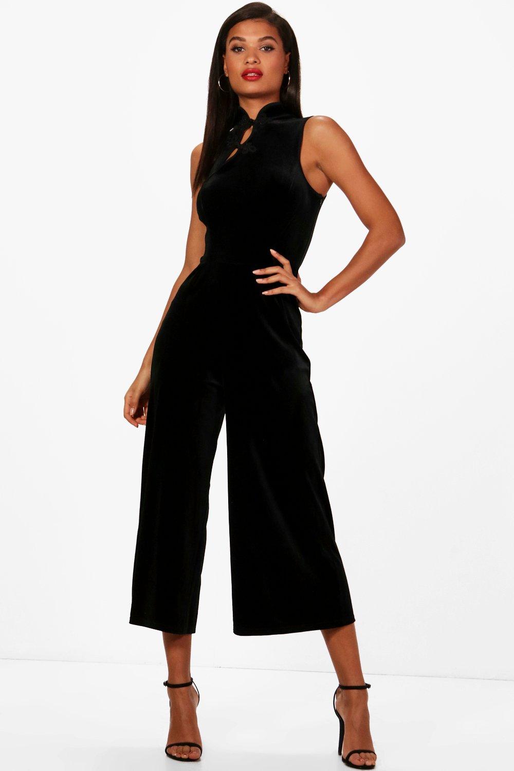 boohoo velvet jumpsuit