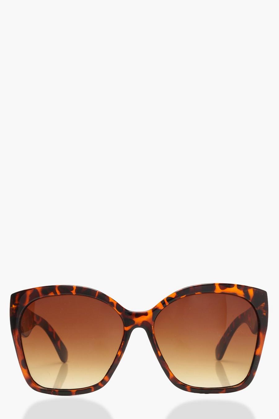 Oversize Schildplatt-Sonnenbrille, Braun