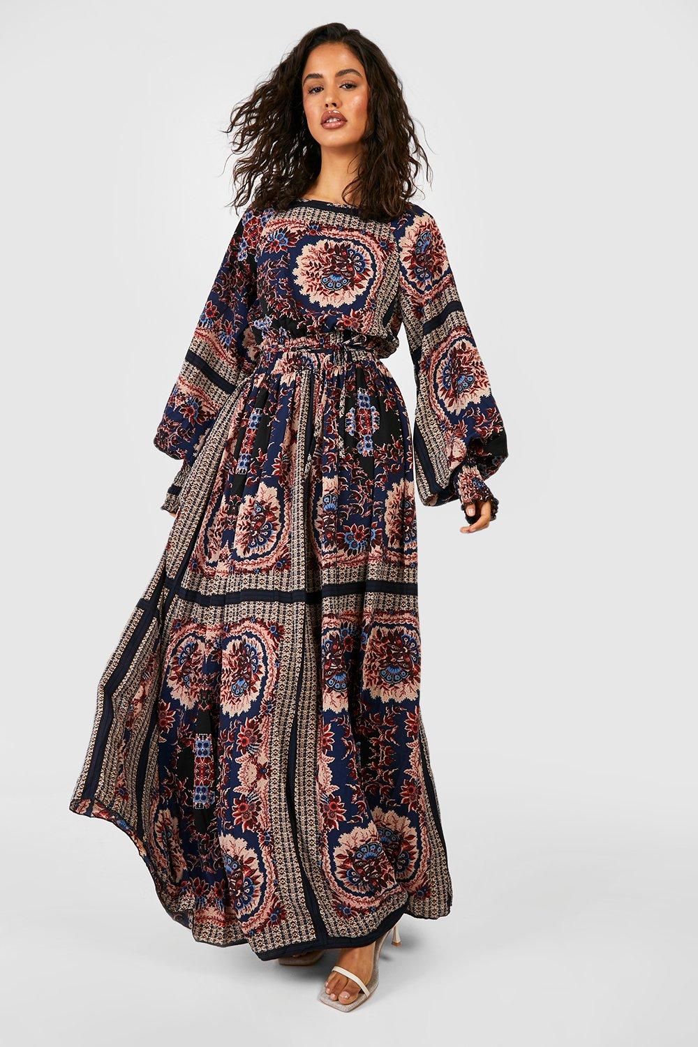 boohoo scarf print dress