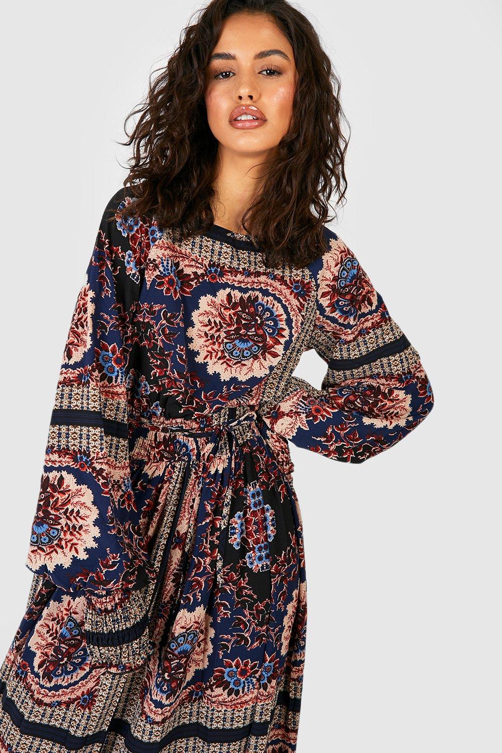 Boohoo boho hot sale maxi dress