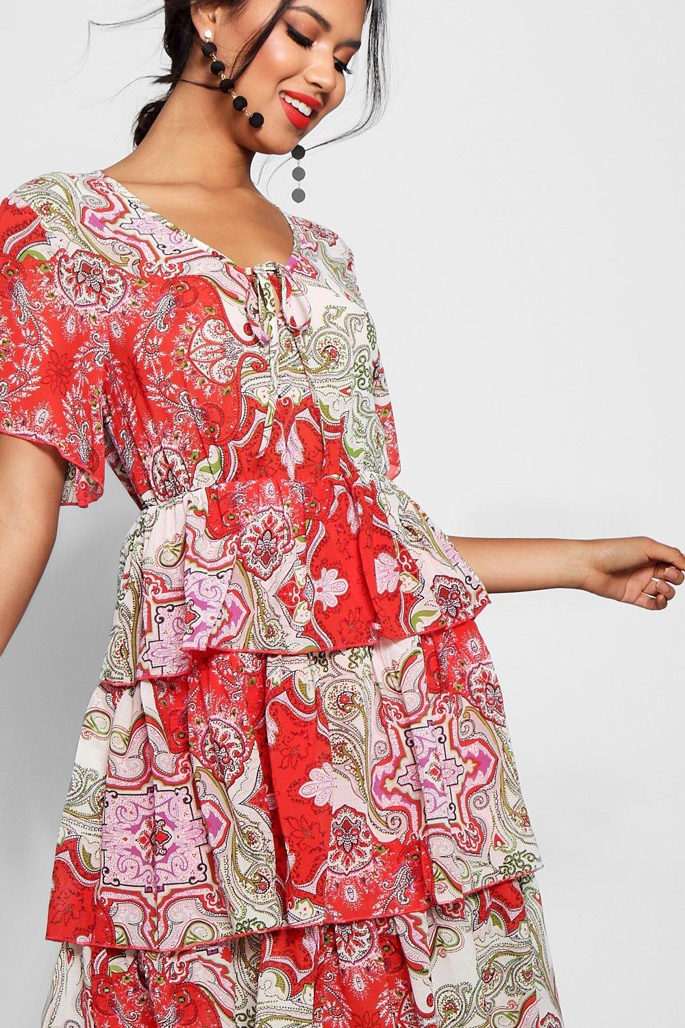 Boohoo paisley print midi dress best sale