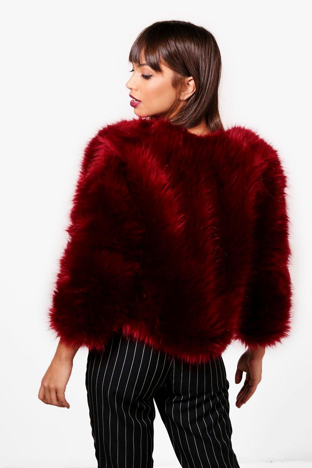 laura faux fur coat